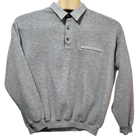 LD-Sport International Other - LD-Sport International Mens‎ 2XLT Textured Ribbed Long Sleeve Polo Sweatshirt
